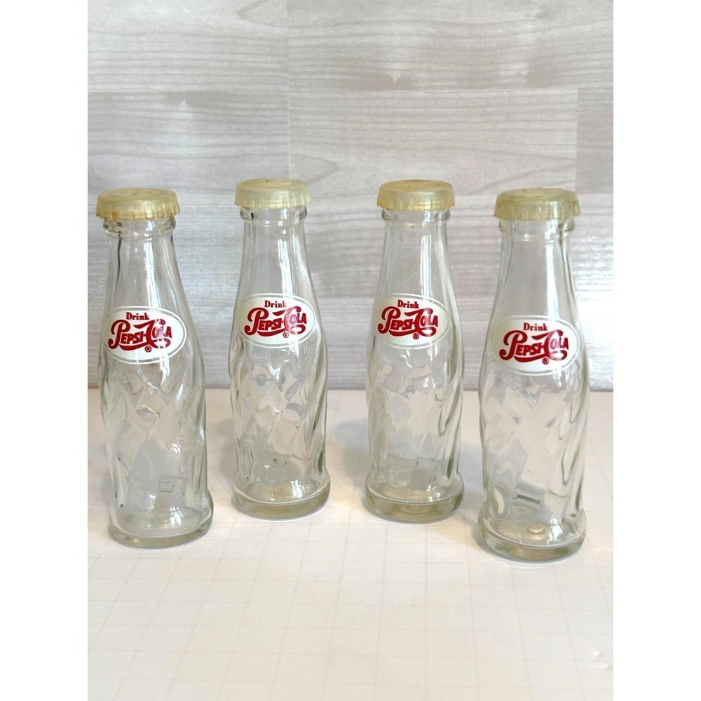 Vintage Pepsi Cola Salt Pepper Shakers Set of 4 Glass‎ Advertising Novelty Retro
